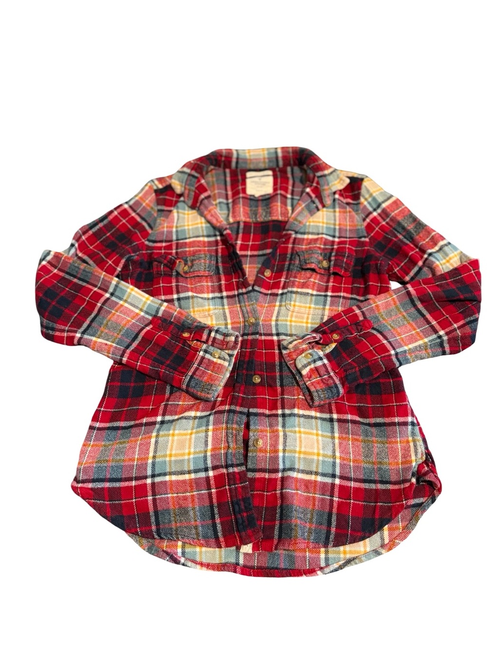American Eagle Outfitters Red Plaid Button-Down Shirt